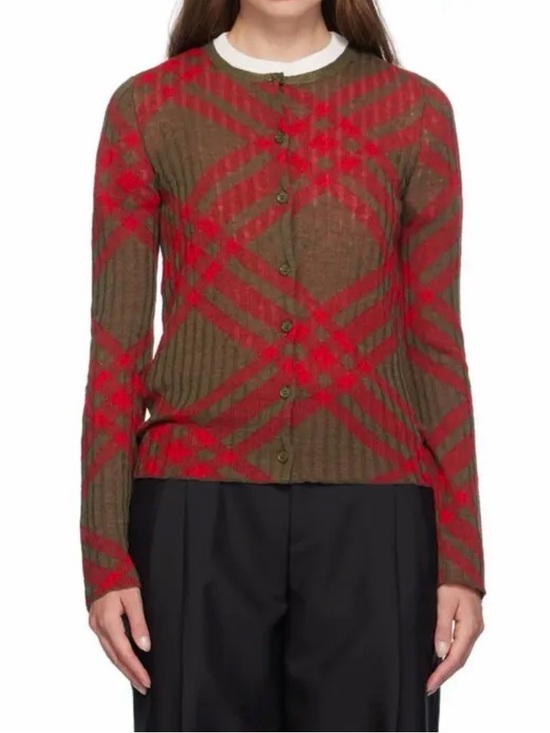 Burberry Sweaters - Authentic NWT Burberry Checked Cardigan Large women’s